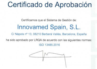 Innovamed renueva su  certificación ISO 13485:2016
